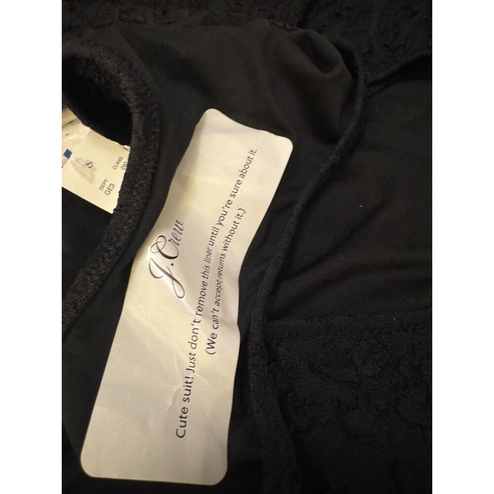 J.CREW NWT Swimsuit sz18 Black Cloque One Piece Beaded Trim Tie Neck Open Back - Picture 14 of 15